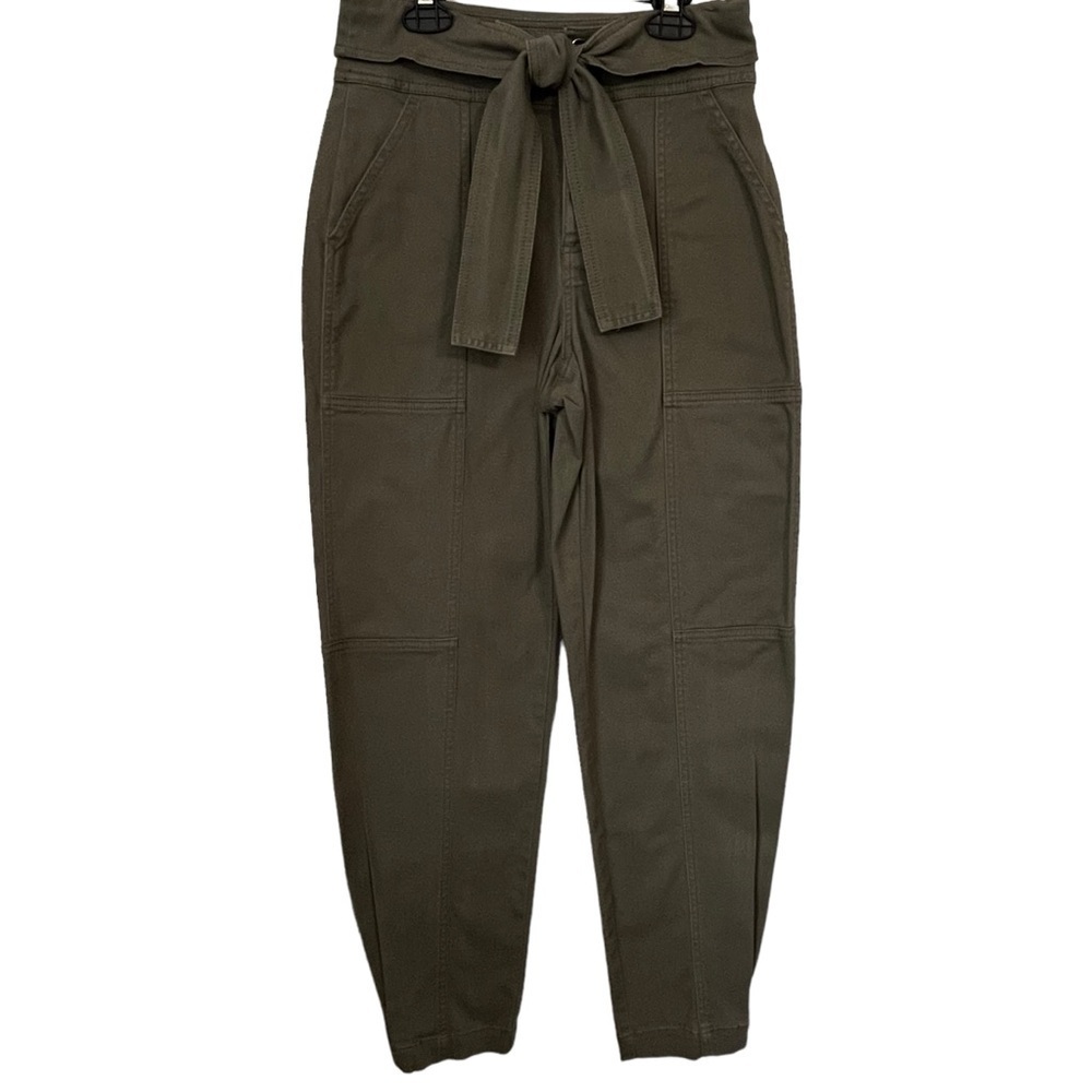 Bar III Army Green Tie Belt Button Fly Pants Size Small
